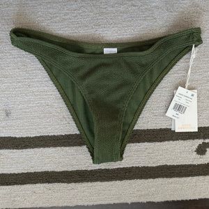 Olive Green Crinkle Good American Bikini Bottom - Size 3/4
